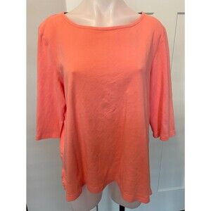 LANDS END Womens Knit TOP 3/4 Sleeve PEACH Size XXL